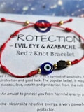 Red 7 Knot Evil Eye Bracelet with Azabache : Protection Talisman, Adjustable
