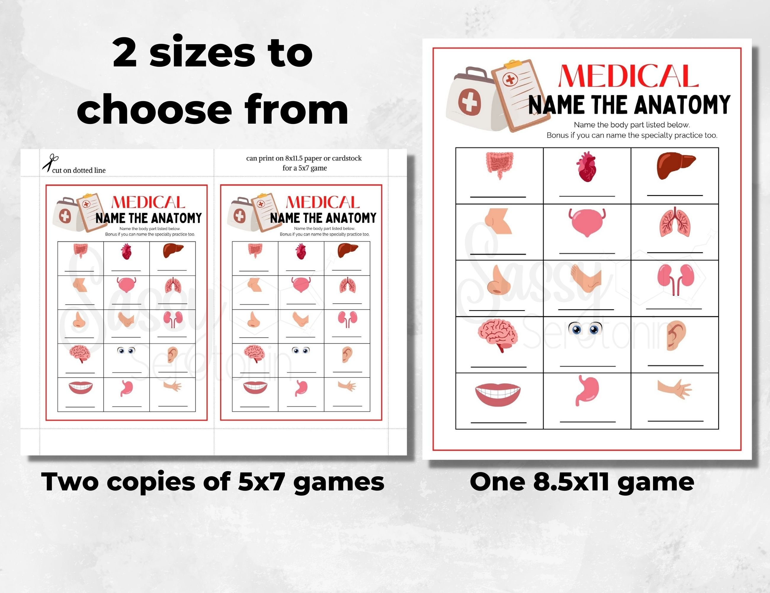 Medical Name the Anatomy PRINTABLE Medical Game Doctor Etsy