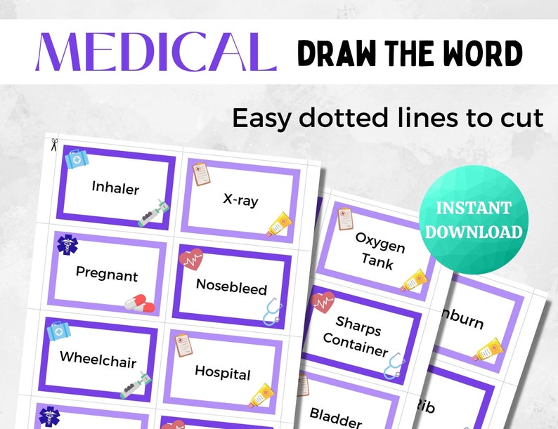 Medical Draw the Word PRINTABLE Medical Doctor Nurse Fun Game Medical