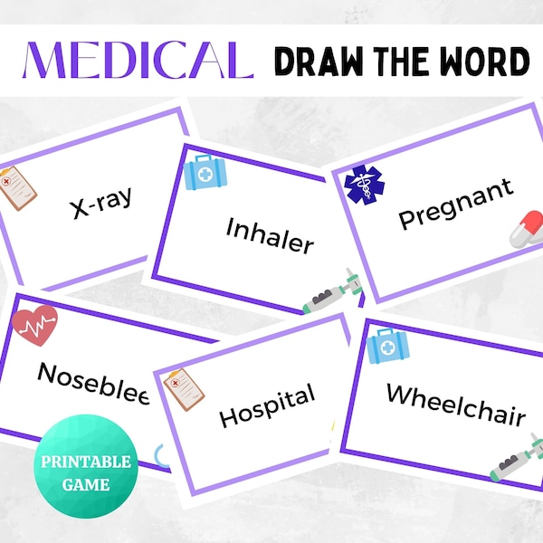 Medical Draw the Word | PRINTABLE Medical Doctor Nurse Fun Game | Medical Nursing School Icebreaker, Retirement, Graduation Hospital Clinic