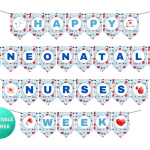 Happy Neonatal Nurses Week Blue Banner | Nurse Appreciation Week | PRINTABLE Sign for Hospital Office Clinics | Thank You Nurses Party Decor