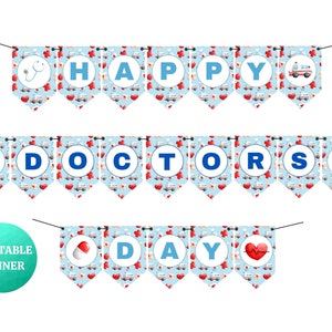 Happy Doctor&#39;s Day Blue Banner | National Doctor&#39;s Day | PRINTABLE Sign for Hospital/Office Breakrooms | Thank You Physicians Party Decor