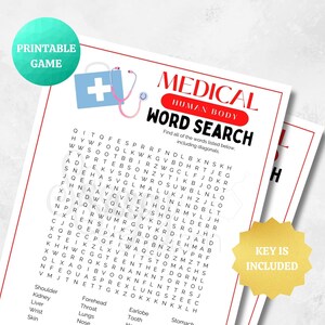 Medical Human Body Word Search | PRINTABLE Medical Game | Doctor Nurse Fun Anatomy Game | Hospital, Retirement, Clinic, Birthday, Teaching
