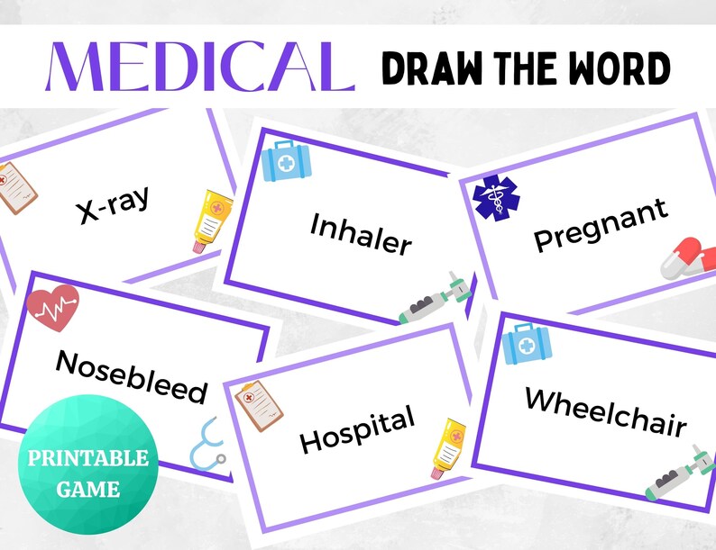 Medical Draw the Word PRINTABLE Medical Doctor Nurse Fun Game Medical