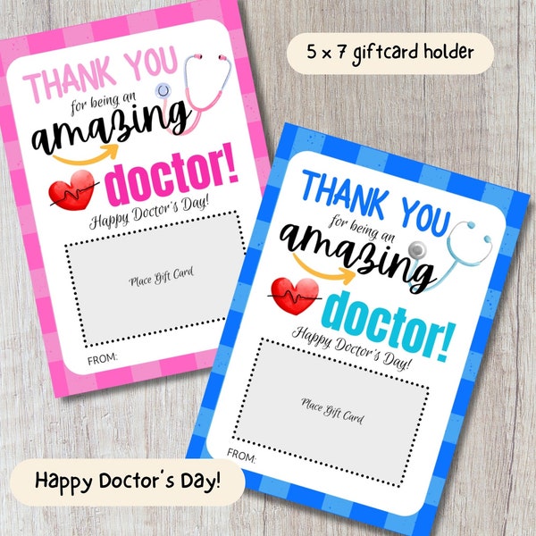 Happy Doctor's Day | Thank You for being an Amazing Doctor Gift Card Holder | Amazon PRINTABLE Card | Hospital Clinic Medical Appreciation