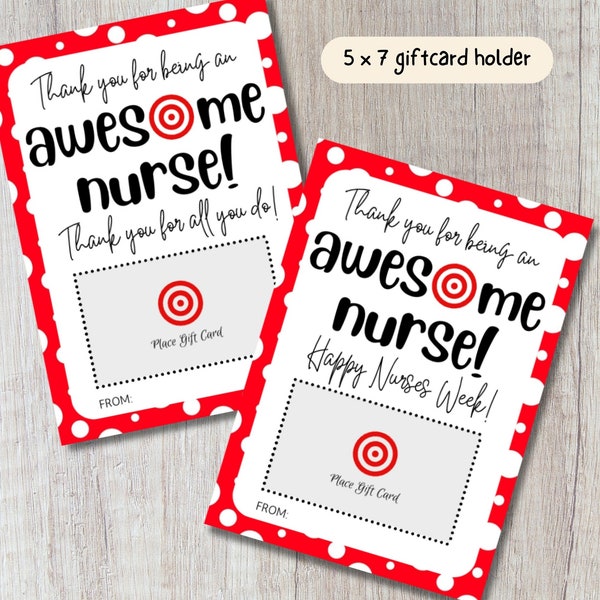 Target Nurse Gift Card Holder PRINTABLE | Happy Nurses Week | Hospital Clinic Medical Appreciation | Thank You