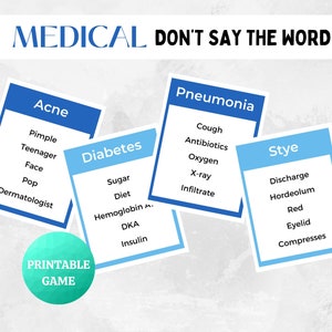 Medical Don&#39;t Say the Word | PRINTABLE Medical Doctor Nurse Fun Game | Medical Nursing School Icebreaker, Retirement, Graduation