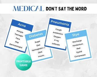 Medical Don&#39;t Say the Word | PRINTABLE Medical Doctor Nurse Fun Game | Medical Nursing School Icebreaker, Retirement, Graduation