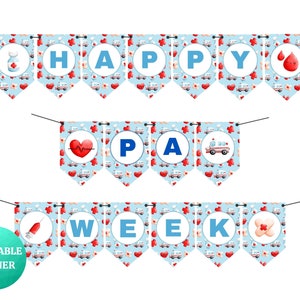 Happy PA Week Blue Banner | Physician Assistant/Associate Week | PRINTABLE Sign for Hospital/Office Breakrooms | Thank You PAs Party Decor