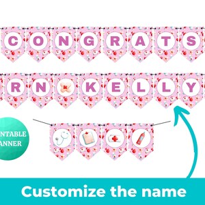 Congrats RN Nurse Custom Pink Banner | PRINTABLE Sign for Nurses, PAs, NPs, MAs, EMTs Medical Professional Graduation | Congrats Party Decor