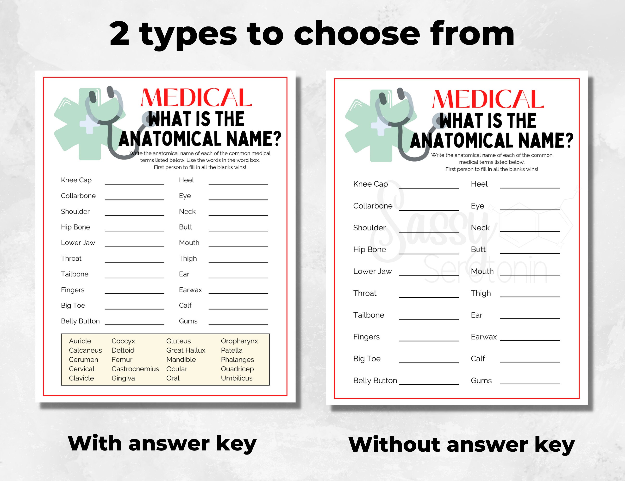 Medical What is the Anatomical Name? | PRINTABLE Medical Doctor Nurse ...