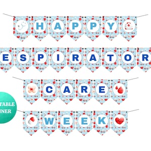 Happy Respiratory Care Week Blue Banner | Respiratory Therapist Appreciation Thank You | PRINTABLE Sign Hospital Office Clinics Party Decor