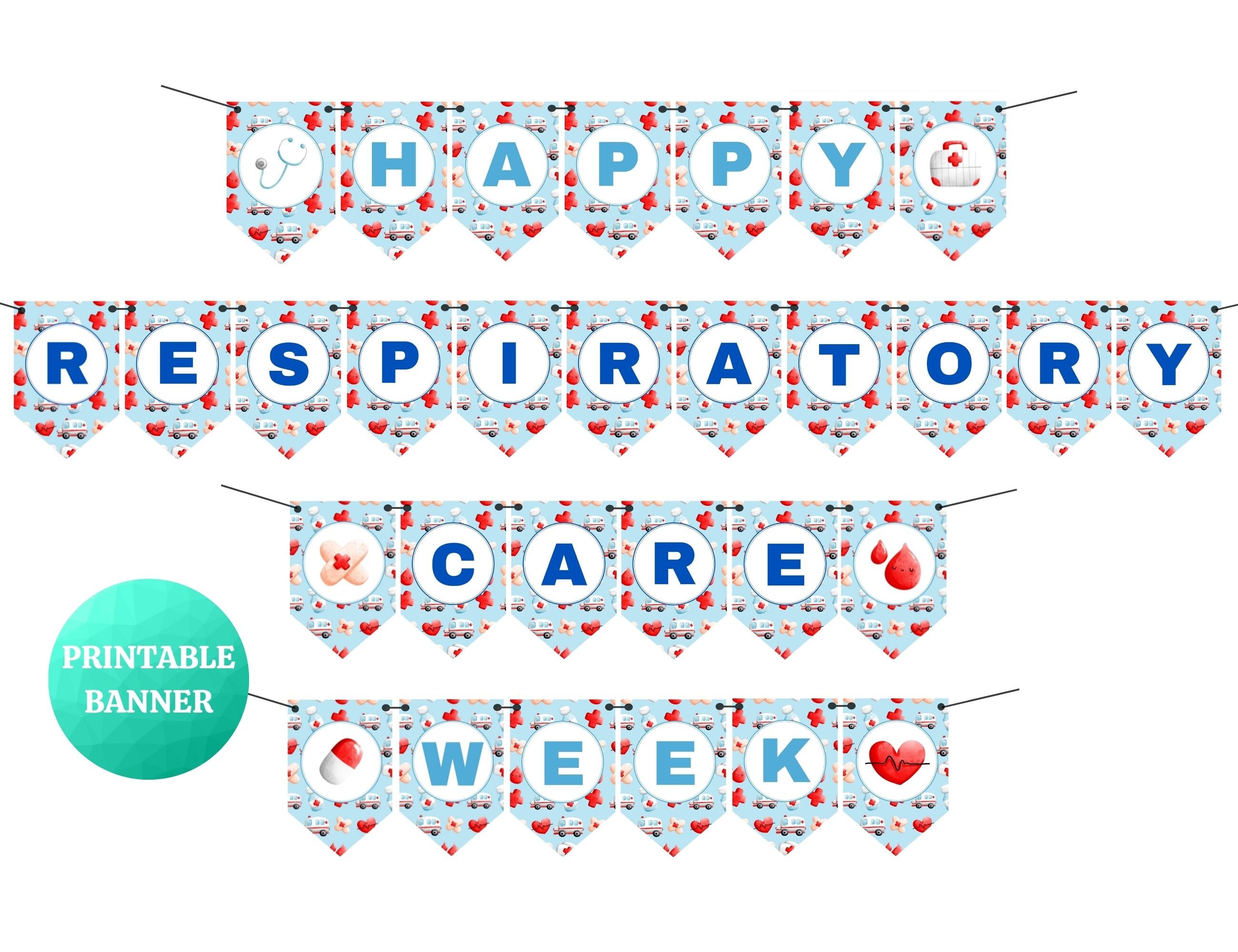 Happy Respiratory Care Week Blue Banner Respiratory Therapist Appreciation Thank You PRINTABLE