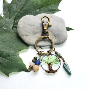 Tree of Life KeyChain, Beach glass accessories, Wisdom keyring, gift for her, bible verse keychain, bag jewelry, pastors wife gift, friend