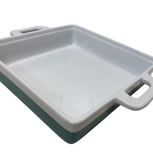 Stoneware Square Baking Dish Turquoise Chef Foodie Kitchen Presentation