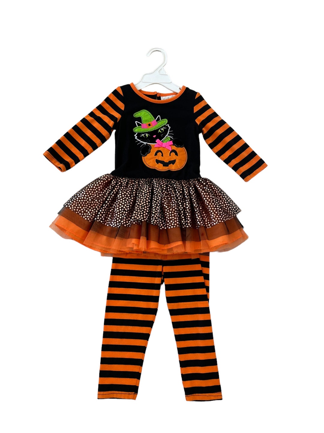Baby Girls Halloween Outfit Top Leggings Black Cat & Pumpkin Etsy
