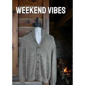 Vintage Van Heusen Gray Cardigan Sweater in Size Men’s Large