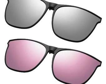 2 Pair Polarized Clip-on Sunglasses Lg Anti-glare Lightweigh Flip Up Women Men