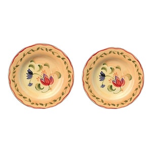 2 Plaltzgraff Napoli Salad Plates Yellow Floral Stoneware Yellow & Orange Easter