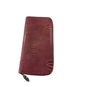 CARTIER Happy Birthday Long Wallet Patent Leather Pink Ladies  Wallet