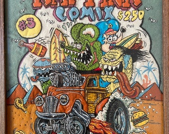 Exclusive Handcrafted Rat Fink and Friends Comix #3 Fabric Patch Ed Roth Big Daddy. Collectible Art Piece for Fans Unique and Detailed