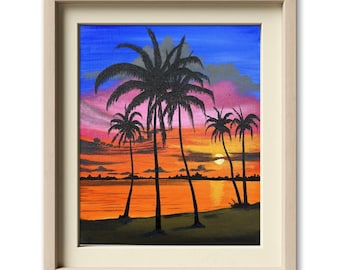 Sunset Painting, Painting on paper