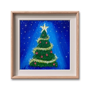 Christmas Tree Painting, Mini Canvas Painting