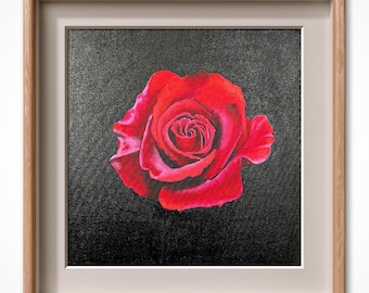 Red Rose Painting, Flower art