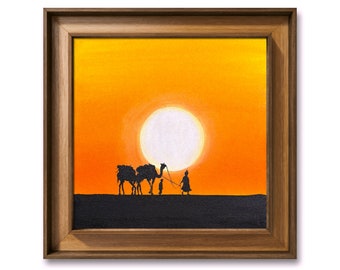 Desert sunset Painting, Desert landscape art