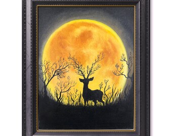Deer Oil Painting, Wall Decor