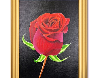 Red Rose Painting, FLOWER ART