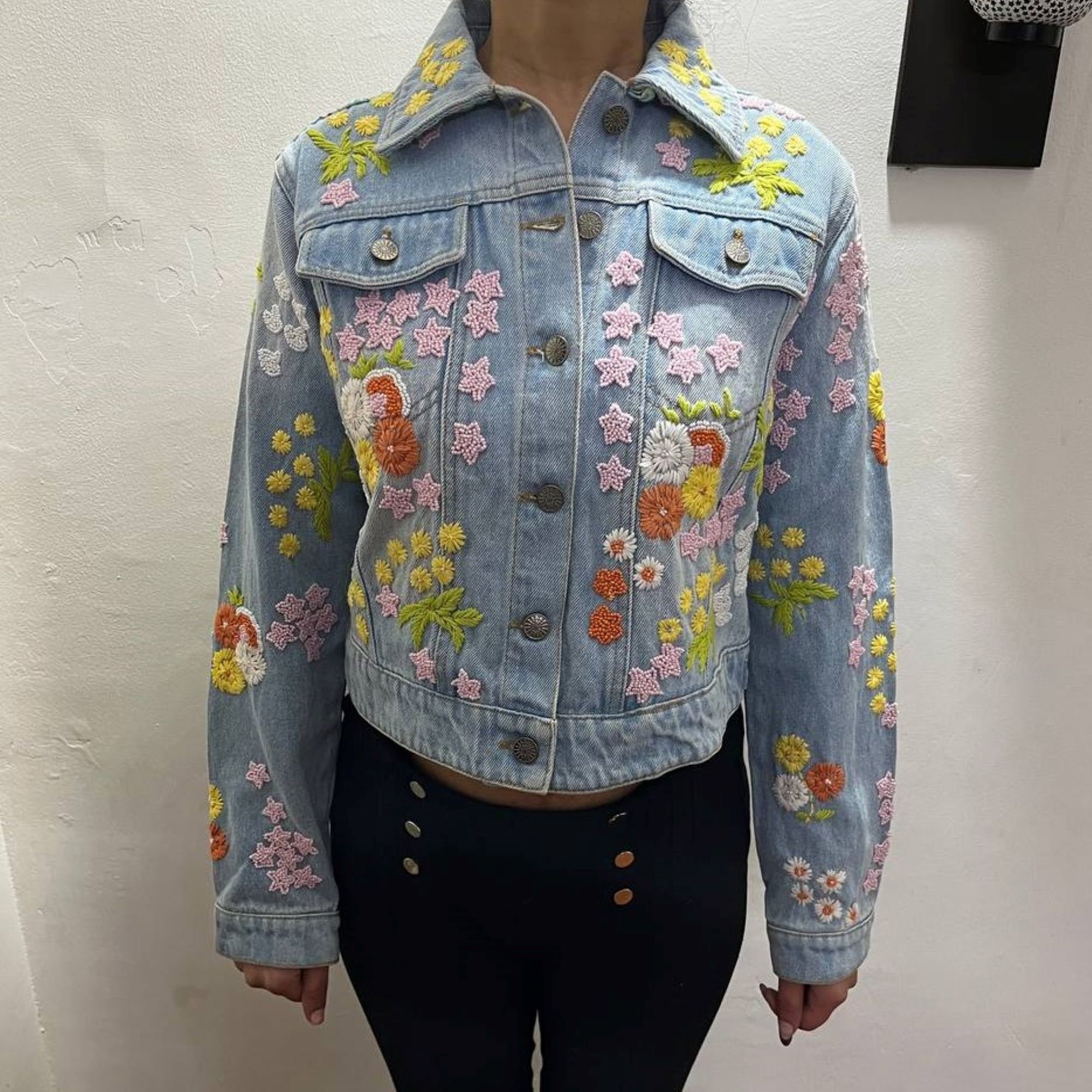 Women's Denim Jacket With Patches Long Custom Jean Jacket Multi-patched  Denim Coat Jean Maxi Coat With Puffy Sleeves Hippie Jean Coat TC141 -   Israel