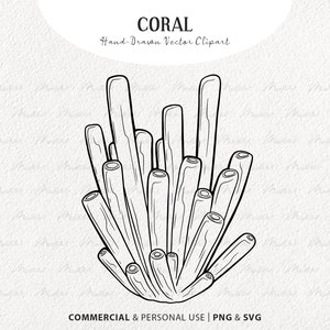 Coral SVG Clipart. Coral Vector Line Art. Coral Reef Illustration. Marine Life Outline Drawing. Ocean Plant Drawing. Commercial SVG & PNG