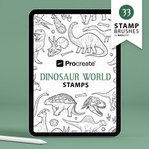 33 Selo Procriar Dinossauro. Design de tatuagem de dinossauro. Pincéis de arte Jurassic Dino Line. T-Rex, Triceratops, Caveira, Meteorito Procriar Pincéis