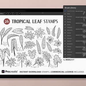 26 Procreate Tropical Leaf Stamps. Jungle Leaves Tattoo Design. Jungle ...