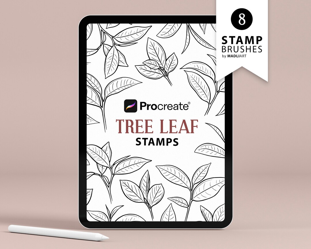 8 Procreate Leaf Stamps. Tree Leaves Tattoo Design. Botanical Line Art ...