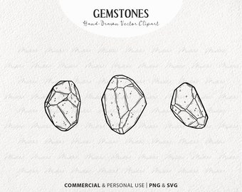 3 ädelstenar vektor clipart set. Himmelsk kristall SVG kontur. Andliga ädelstenar. Mystisk diamant linjeteckning. Kommersiell användning SVG & PNG