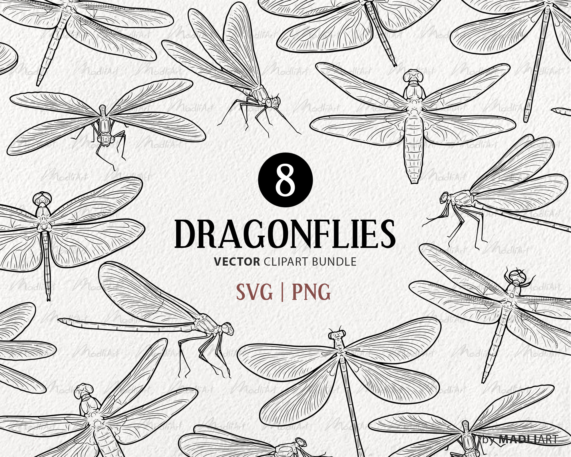 8 Dragonfly SVG Set. Dragonfly Clipart Bundle. Butterfly SVG Art ...