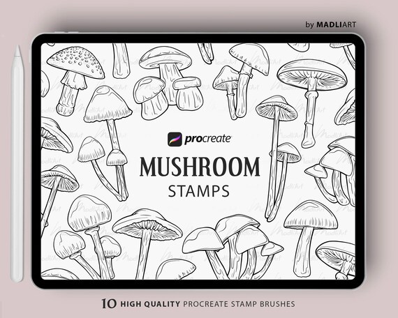 10 Procreate Mushroom Stamps. Magic Mushroom Tattoo Designs. - Etsy