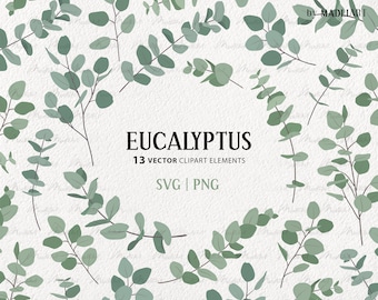 Eucalyptus Leaf Clipart Bundle. 13 Vector Leaves. Botanical Line Illustrations. Minimal Plant Decor Art. PNG & SVG with Commercial License