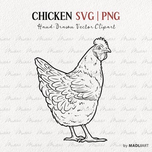 Chicken SVG Clipart. Chicken Clipart. Farm Bird Vector Line Art. Hen SVG Art. Easter Bird Clipart. Commercial Use Svg & Png