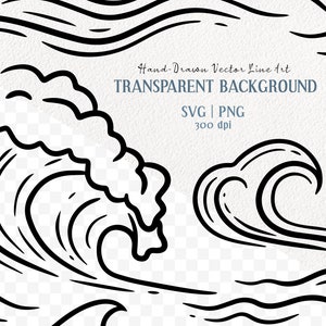32 Waves Vector Clipart. Hand Drawn Wave Line Graphics. Beach Sea Art ...