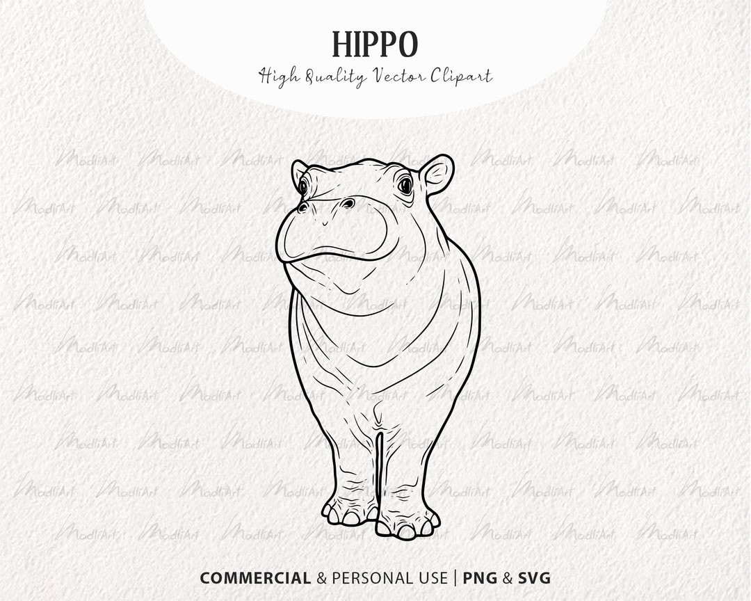 Baby Hippo SVG Clipart. Hippopotamus Vector Drawing ...