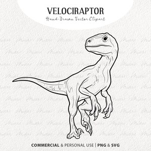 Velociraptor Dinosaur SVG Clipart. Dinosaur Vector Line Art. Prehistoric Animal svg. Jurassic Park Stamps. PNG & SVG Commercial License