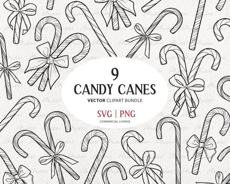 Candy Cane SVG Clipart Set. 9 Vector Christmas Candies. Winter Etsy
