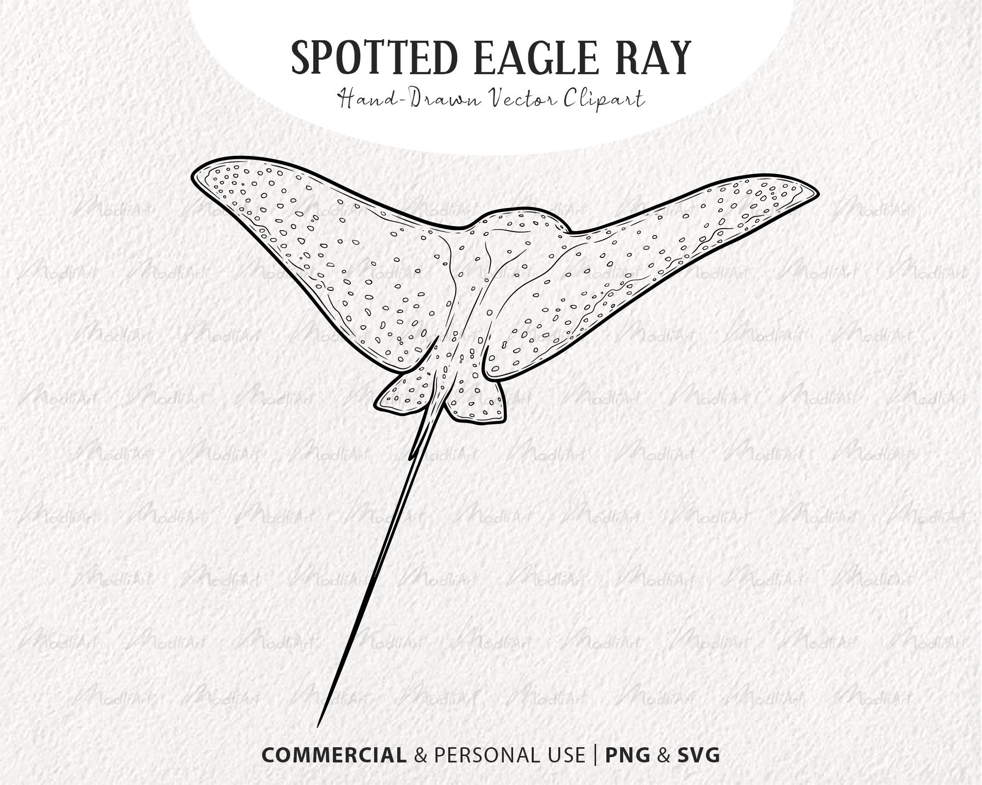 Spotted Eagle Ray SVG Clipart. Ray Fish Svg Illustration. Manta Ray