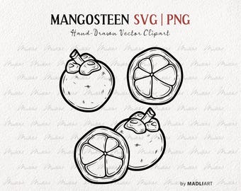 Mangosteen SVG Clipart. 3 Mangosteen Vector Line Drawings. Tropical Fruit Outline Illustrations. Mangosteen Line Art. PNG & SVG files