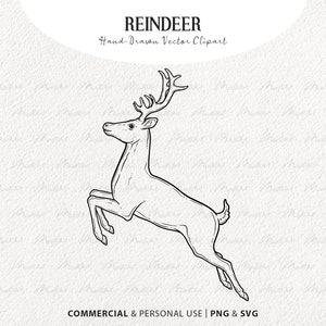 Rendieren SVG-clipart. Rudolph-overzicht uitvoeren. Kerst herten vector lijntekeningen. Kerstman slee rendieren winter dier. PNG & SVG commercieel gebruik