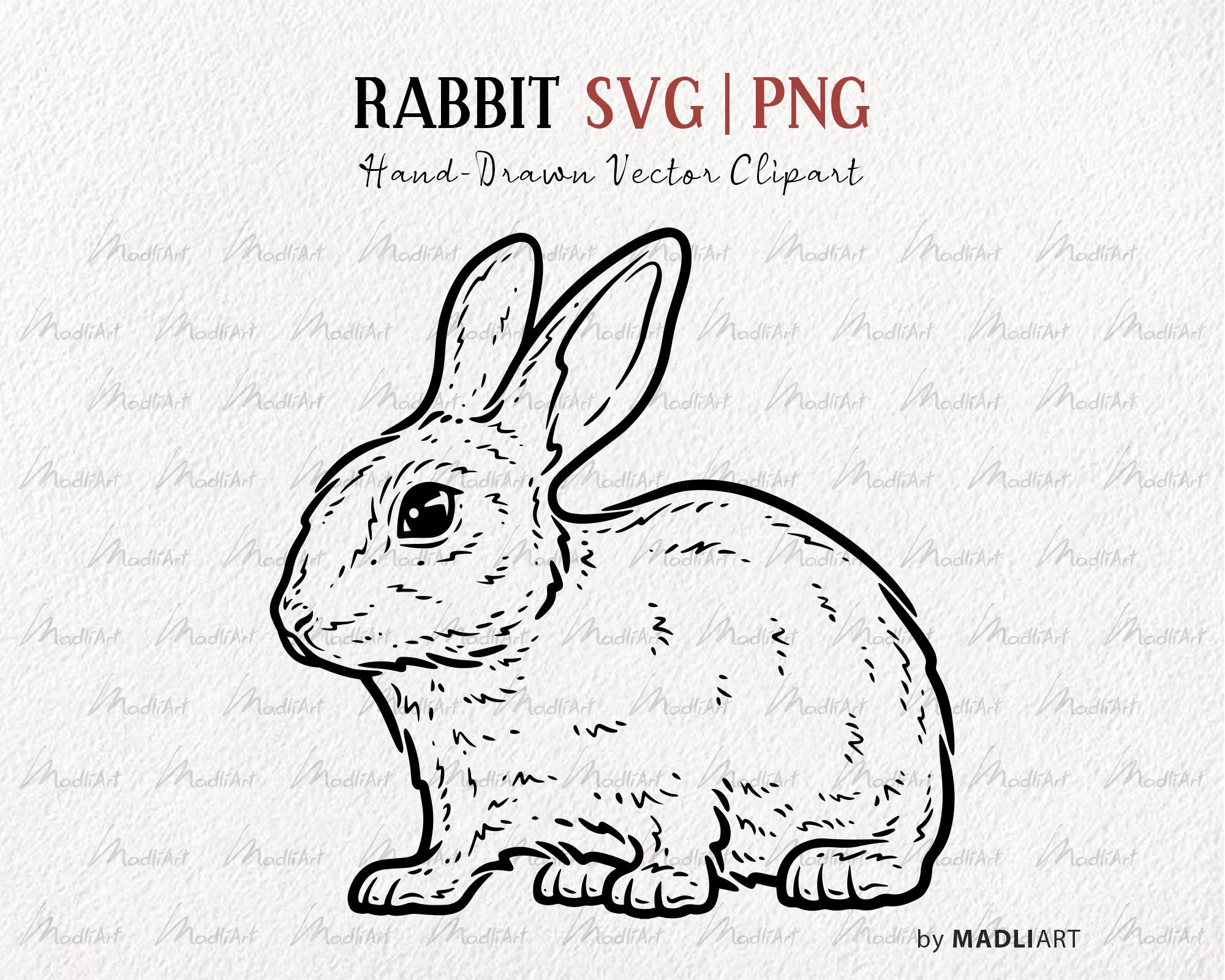 Rabbit SVG Clipart. Rabbit Vector Line Art. Easter Bunny Svg. Cute ...