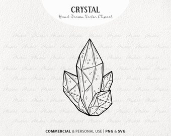 Kristallvektor Clipart. Himmelsk ädelsten SVG-kontur. Andlig ädelsten. Mystisk diamantlinjeteckning. Kommersiellt bruk SVG och PNG